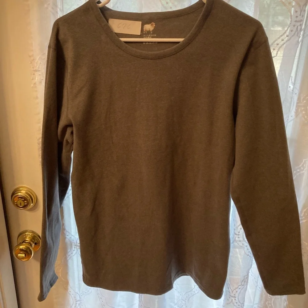 Elegant Charcoal/Brown Wool Blend Women's Crew Neck Sweater size 3XL